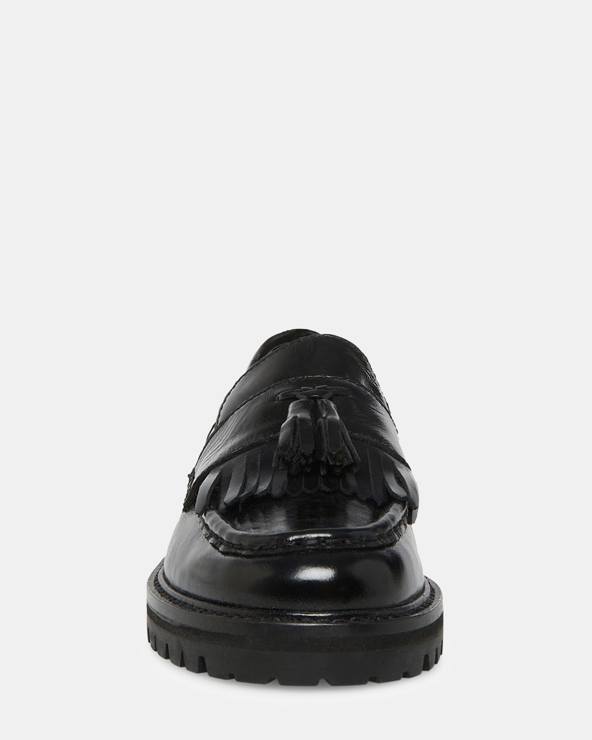 MINKA Black Leather Women's Platform Lug Sole Loafer | Steve Madden