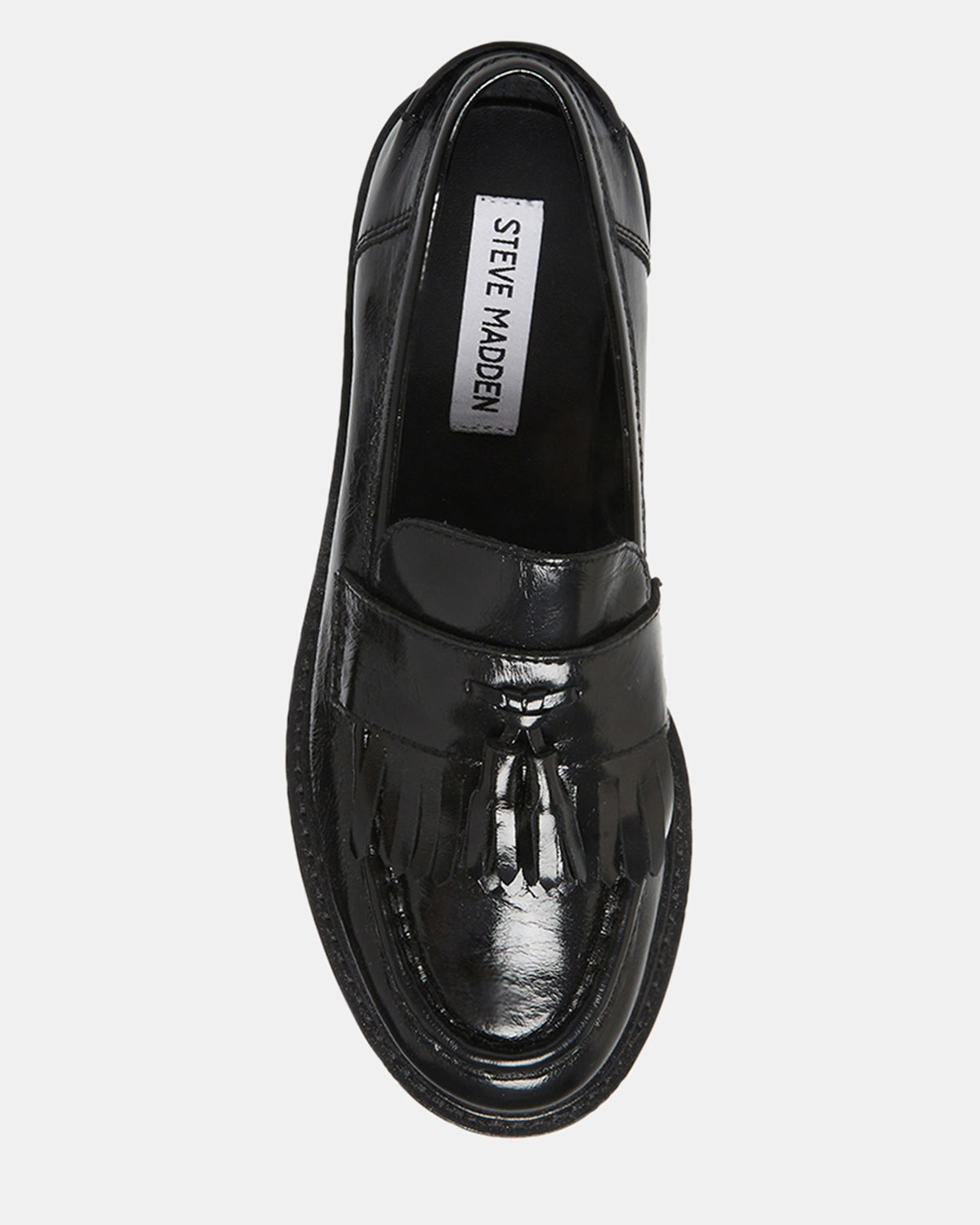 MINKA Black Leather Women's Platform Lug Sole Loafer | Steve Madden