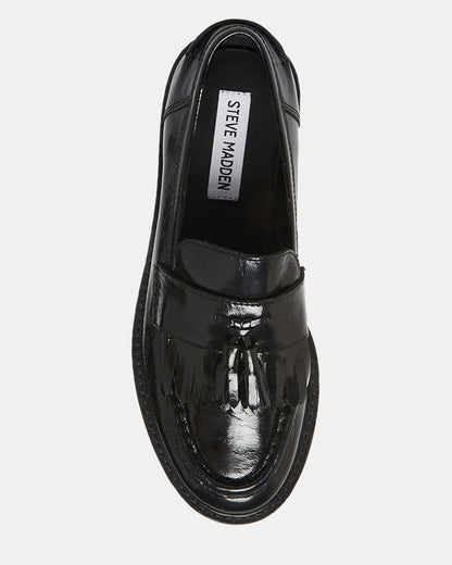 MINKA Black Leather Women's Platform Lug Sole Loafer | Steve Madden