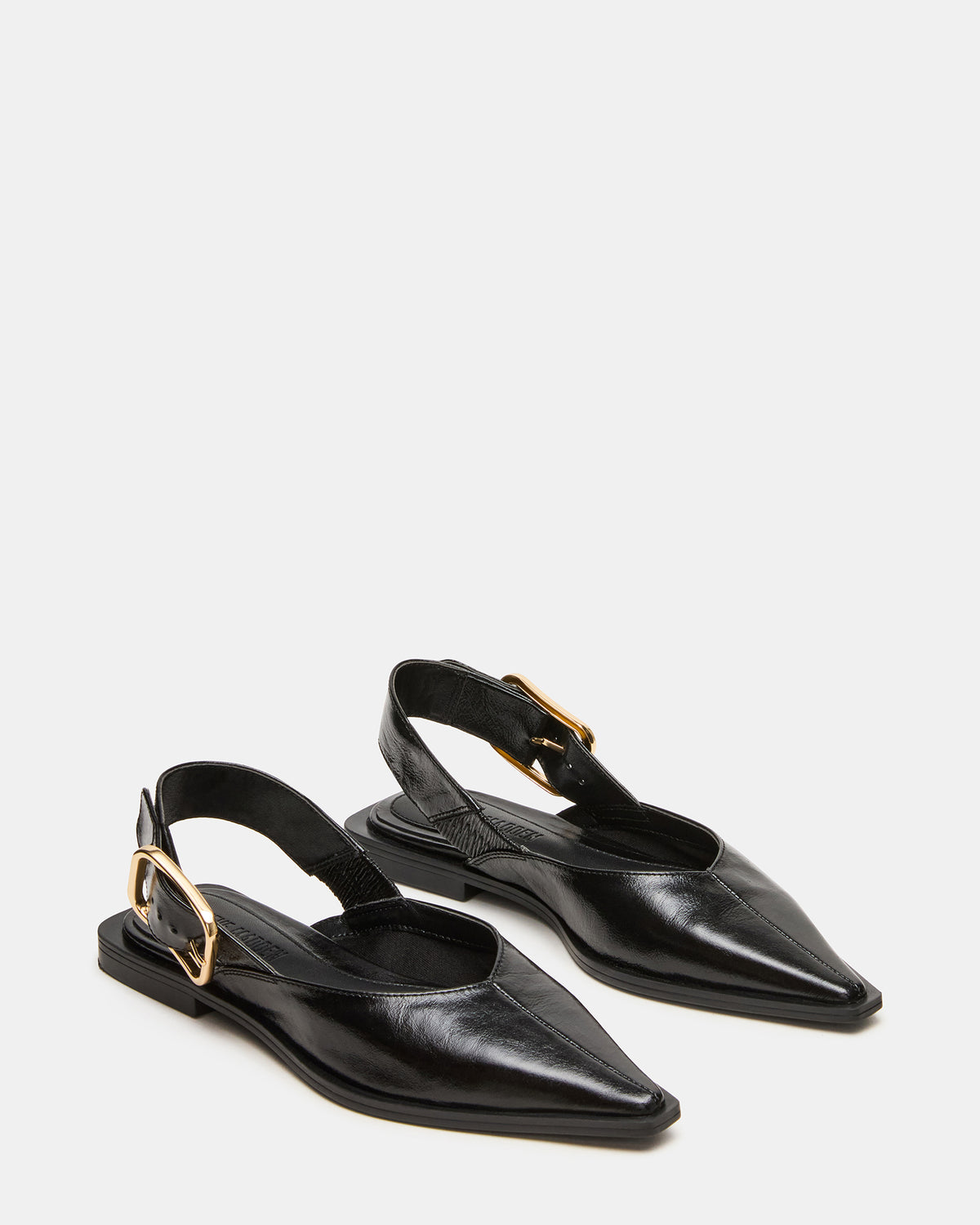 SHAY Black Leather Pointed-Toe Slingback Ballet Women's Flat | Steve Madden