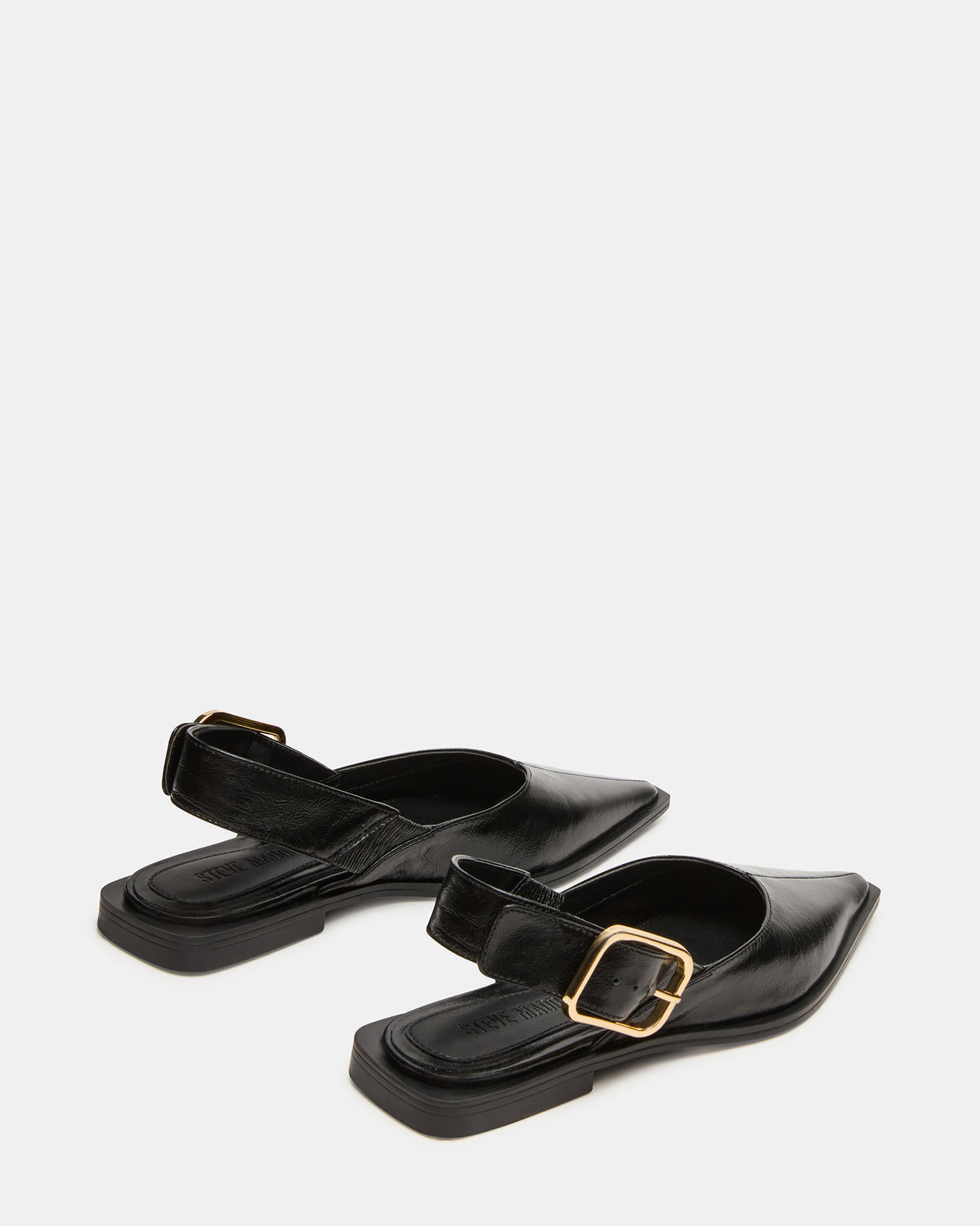 SHAY Black Leather Pointed-Toe Slingback Ballet Women's Flat | Steve Madden