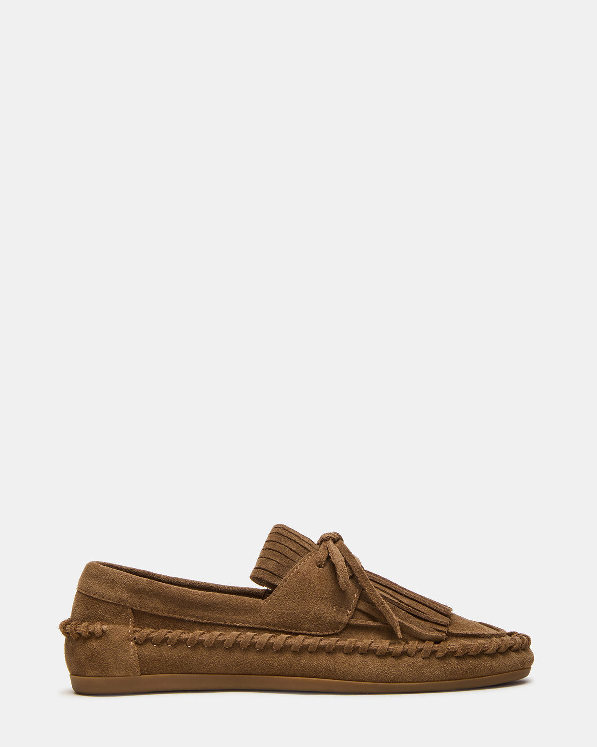 SAMUAL Chestnut Suede Fringe Boat Women's Loafer | Steve Madden