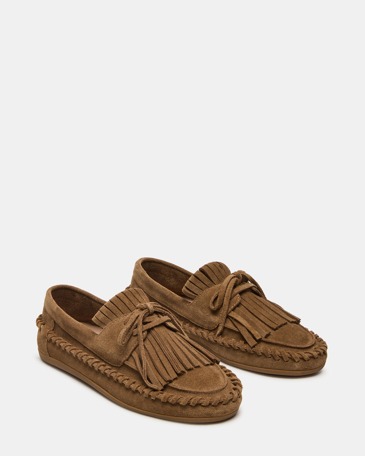 SAMUAL Chestnut Suede Fringe Boat Women's Loafer | Steve Madden