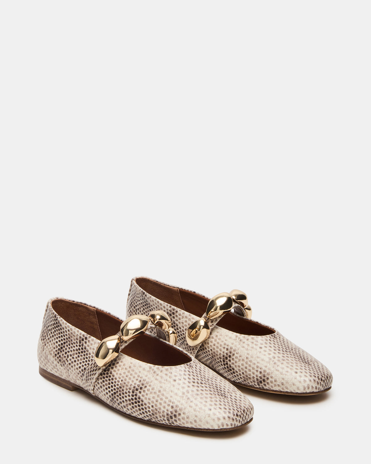 POPPIN Natural Snake Mary Jane Ballet Women's Flat | Steve Madden