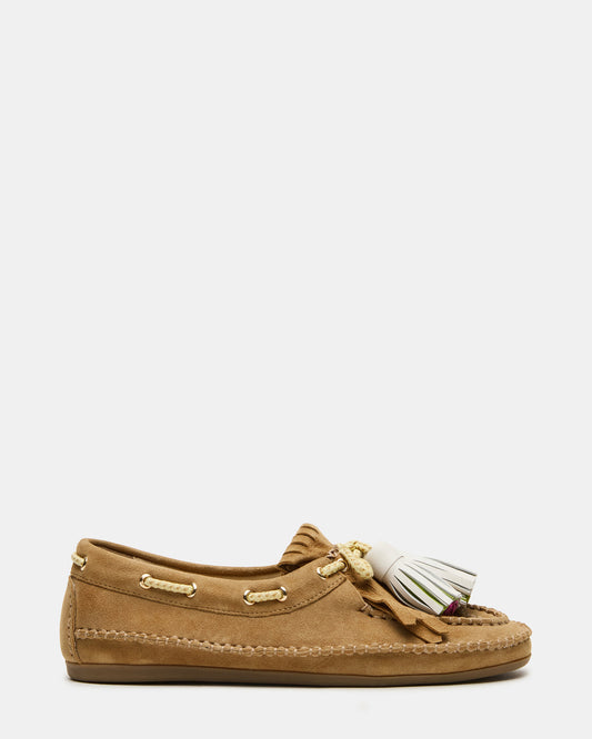 ABNER Chestnut Suede Flat Boat Women's Loafer | Steve Madden