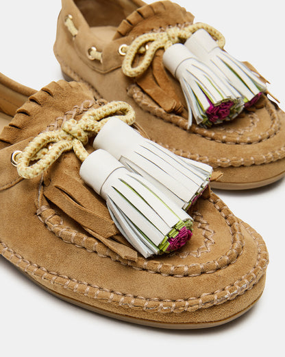ABNER Chestnut Suede Flat Boat Women's Loafer | Steve Madden