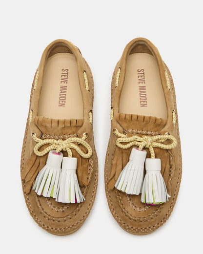 ABNER Chestnut Suede Flat Boat Women's Loafer | Steve Madden