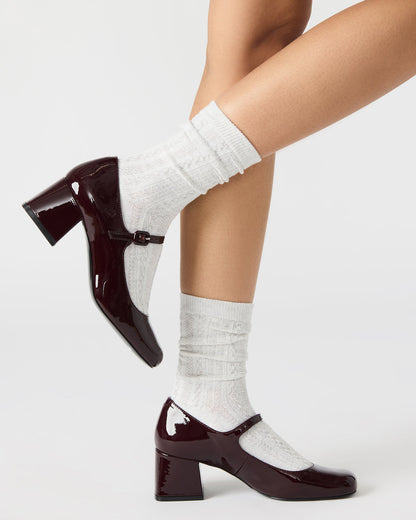 DARCEY Wine Patent Square-Toe Mary Jane Block Heel Women's Loafer | Steve Madden