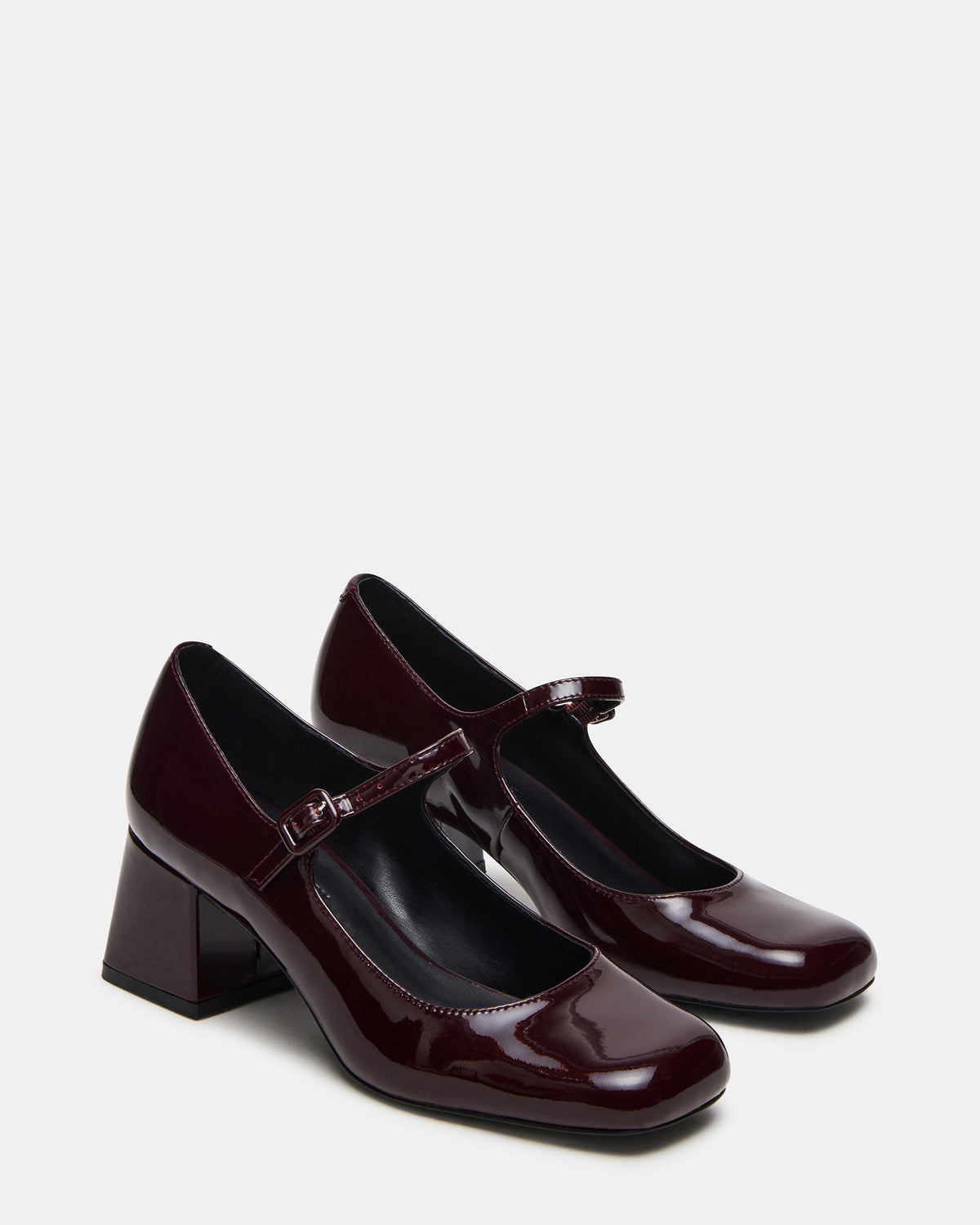 DARCEY Wine Patent Square-Toe Mary Jane Block Heel Women's Loafer | Steve Madden