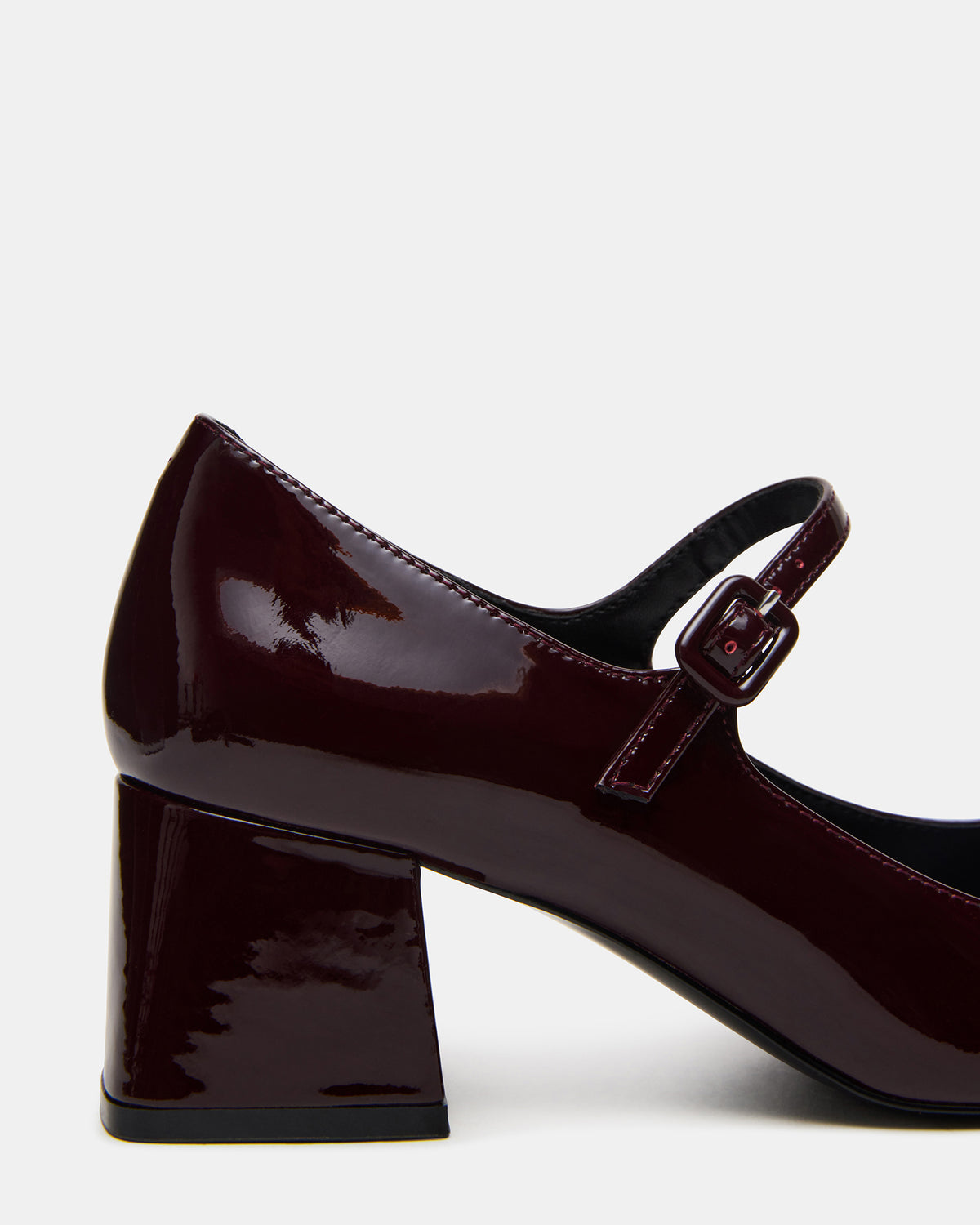 DARCEY Wine Patent Square-Toe Mary Jane Block Heel Women's Loafer | Steve Madden