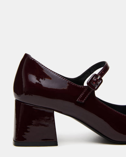 DARCEY Wine Patent Square-Toe Mary Jane Block Heel Women's Loafer | Steve Madden
