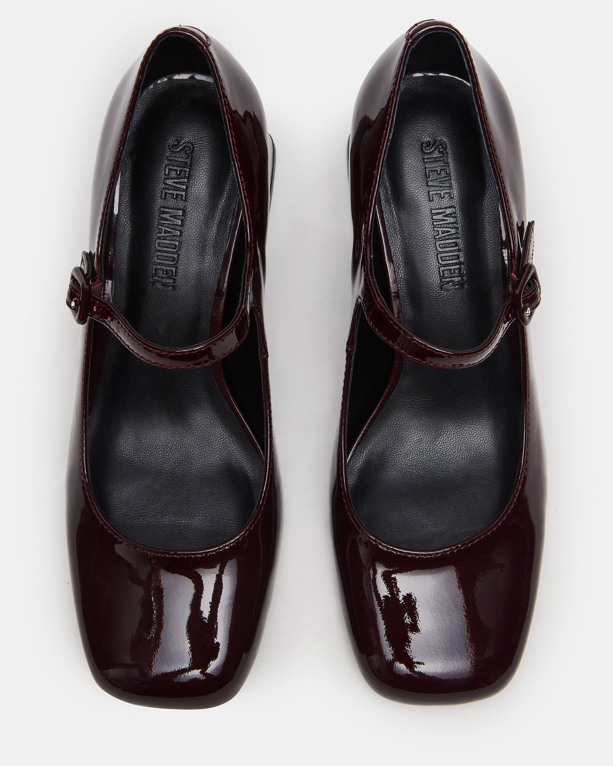 DARCEY Wine Patent Square-Toe Mary Jane Block Heel Women's Loafer | Steve Madden