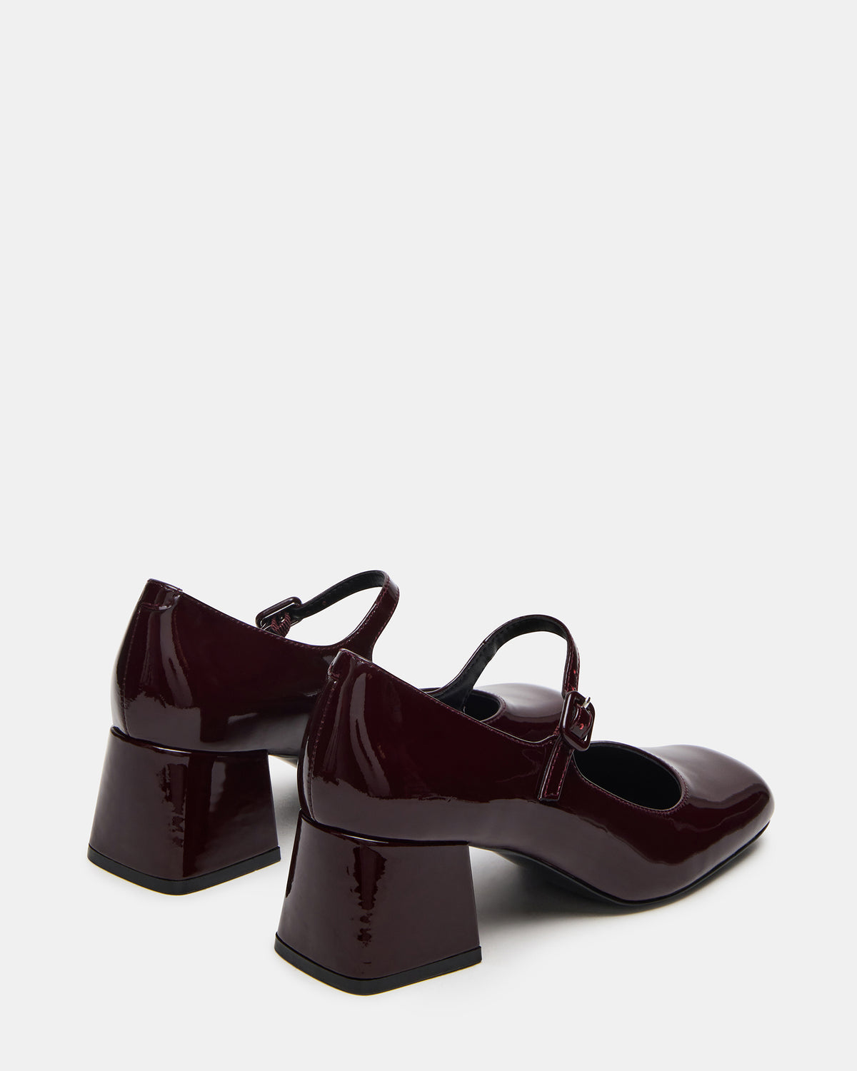DARCEY Wine Patent Square-Toe Mary Jane Block Heel Women's Loafer | Steve Madden
