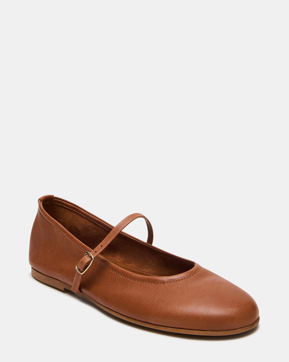BESETTE Tan Leather Mary Jane Ballet Women's Flat | Steve Madden