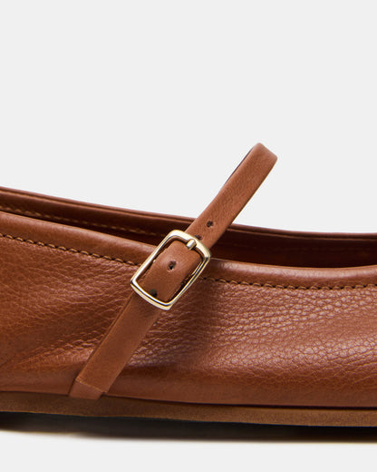 BESETTE Tan Leather Mary Jane Ballet Women's Flat | Steve Madden