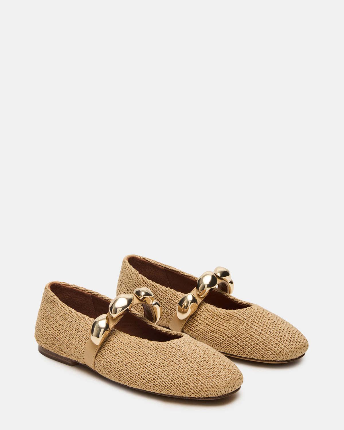 POPPIN Natural Raffia Mary Jane Ballet Women's Flat | Steve Madden