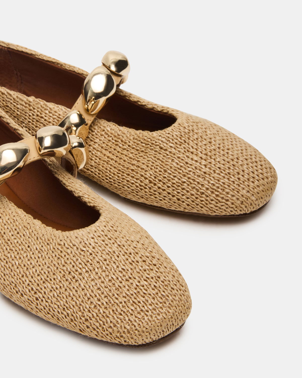 POPPIN Natural Raffia Mary Jane Ballet Women's Flat | Steve Madden