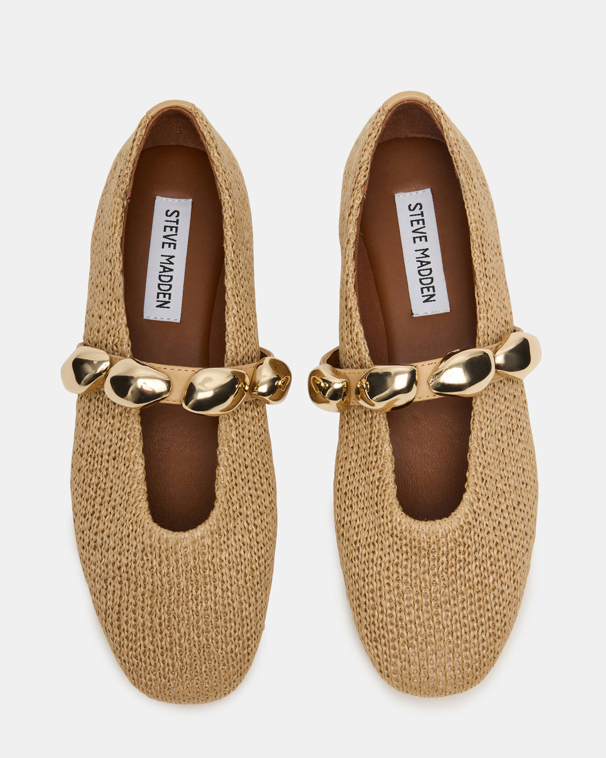 POPPIN Natural Raffia Mary Jane Ballet Women's Flat | Steve Madden