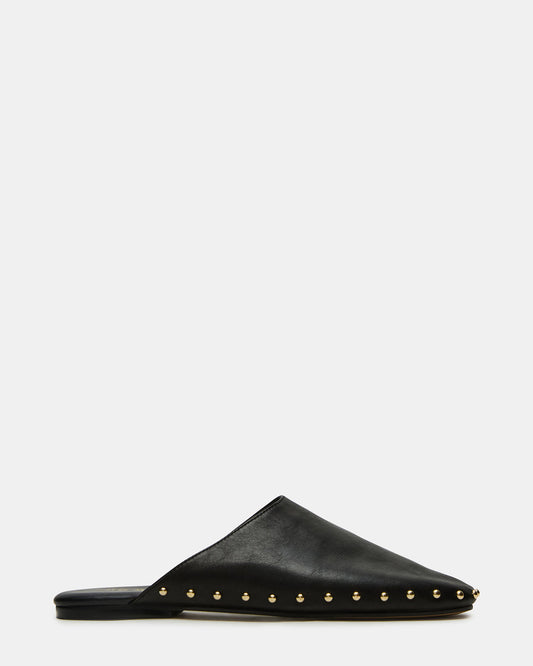 PEARSON Black Leather Rounded-Toe Slip-On Women's Flat | Steve Madden