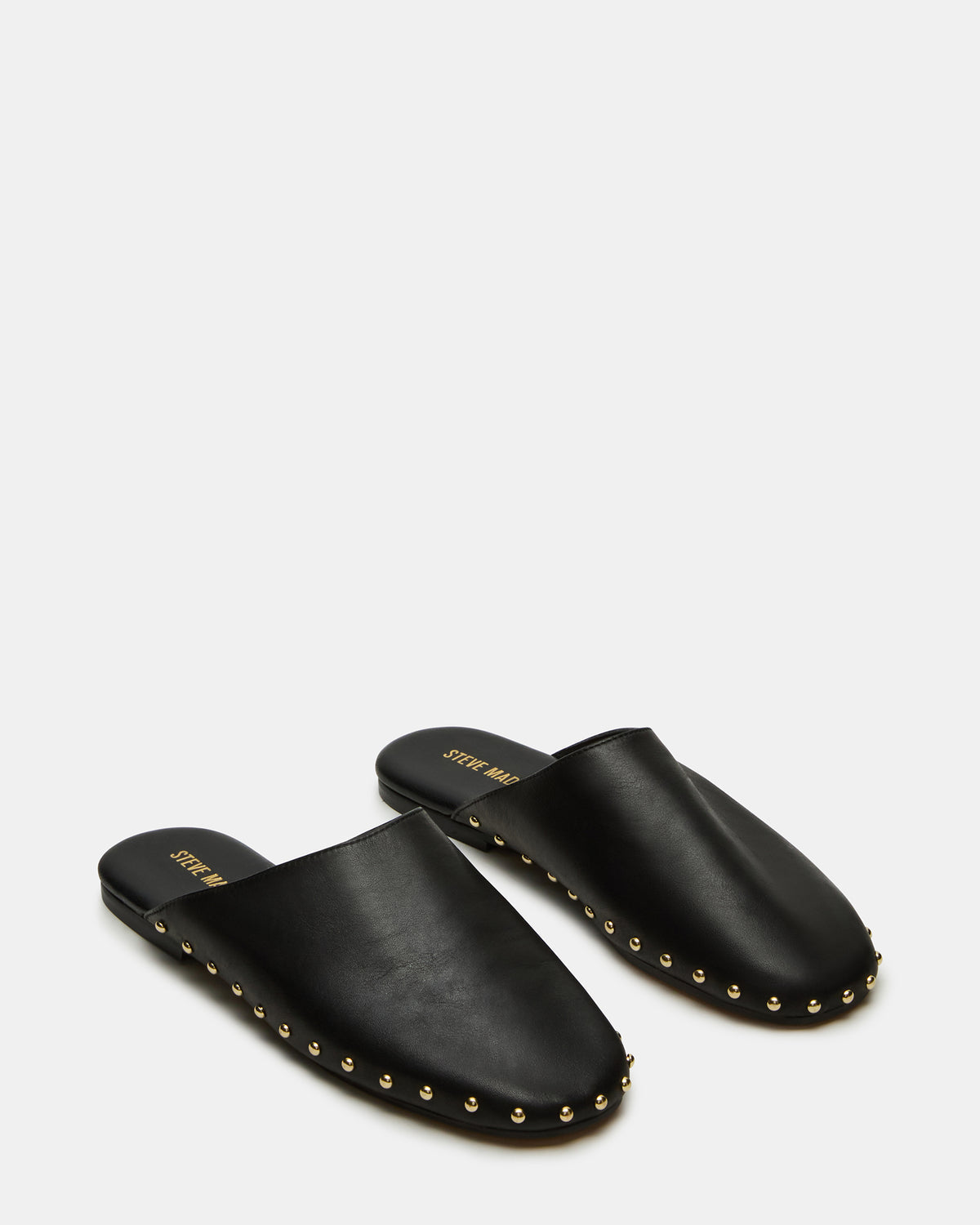 PEARSON Black Leather Rounded-Toe Slip-On Women's Flat | Steve Madden