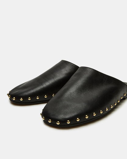 PEARSON Black Leather Rounded-Toe Slip-On Women's Flat | Steve Madden