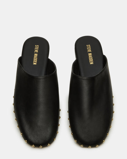 PEARSON Black Leather Rounded-Toe Slip-On Women's Flat | Steve Madden