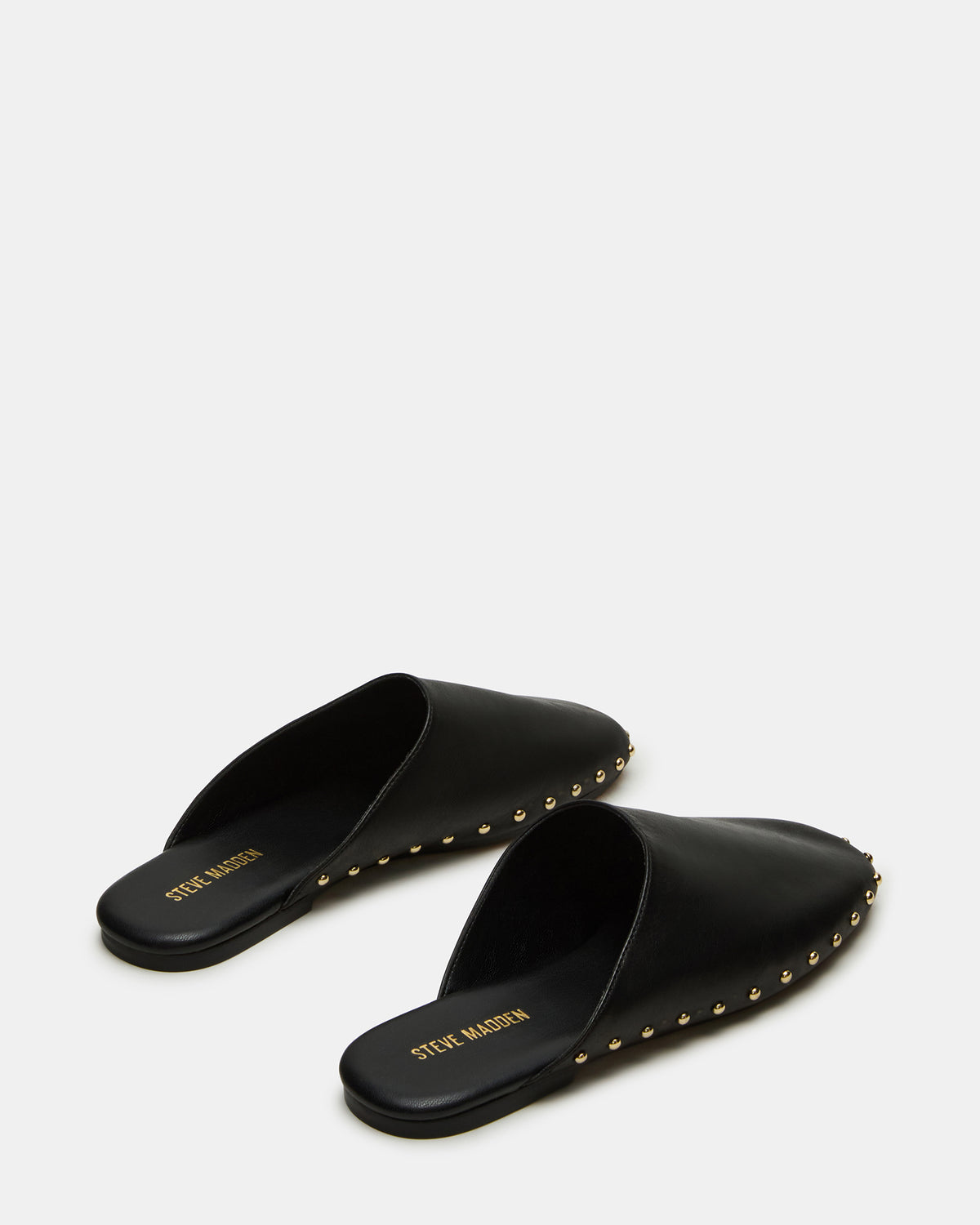 PEARSON Black Leather Rounded-Toe Slip-On Women's Flat | Steve Madden