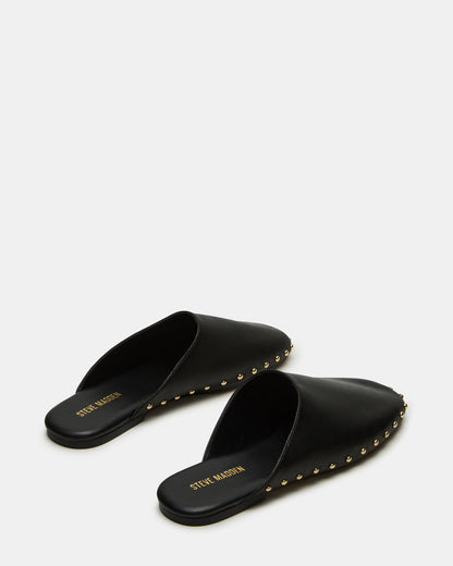 PEARSON Black Leather Rounded-Toe Slip-On Women's Flat | Steve Madden