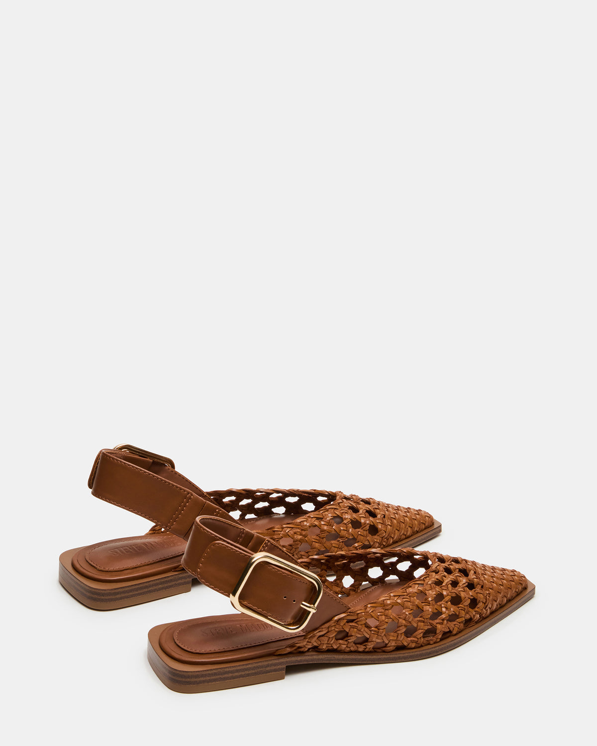 SHAY Woven Cognac Pointed-Toe Slingback Ballet Women's Flat | Steve Madden
