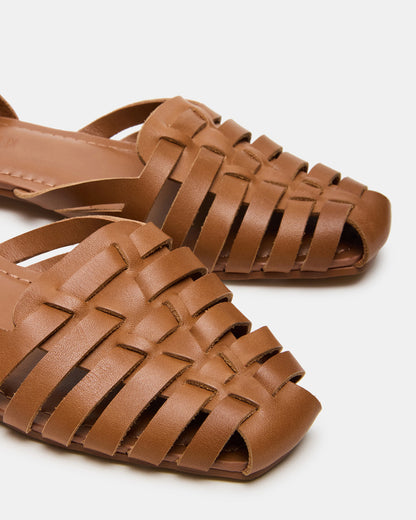MEDLIN Tan Leather Square-Toe Fisherman Women's Flat | Steve Madden