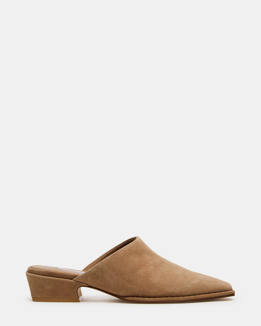 DESSA Taupe Suede Square-Toe Mule Women's Flat | Steve Madden