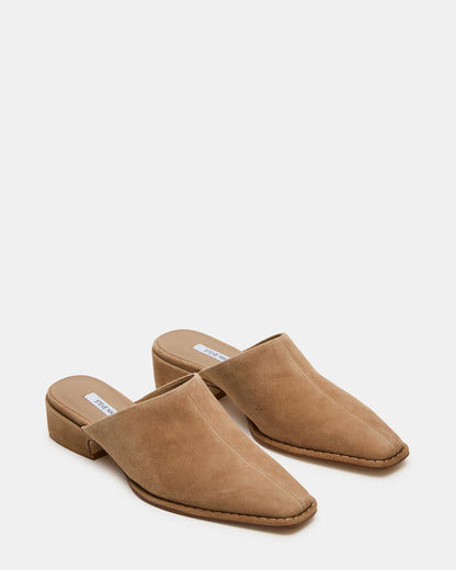 DESSA Taupe Suede Square-Toe Mule Women's Flat | Steve Madden