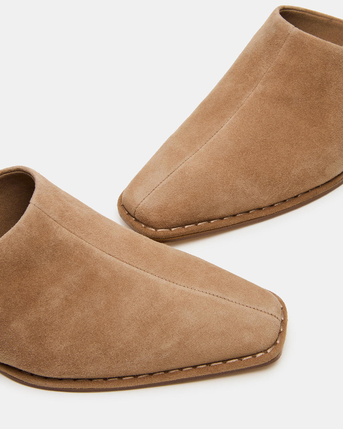 DESSA Taupe Suede Square-Toe Mule Women's Flat | Steve Madden