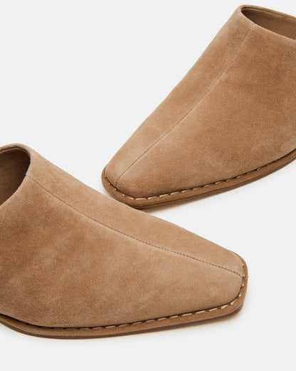DESSA Taupe Suede Square-Toe Mule Women's Flat | Steve Madden