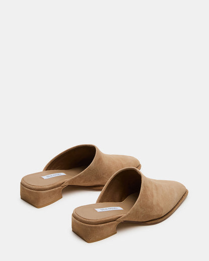 DESSA Taupe Suede Square-Toe Mule Women's Flat | Steve Madden