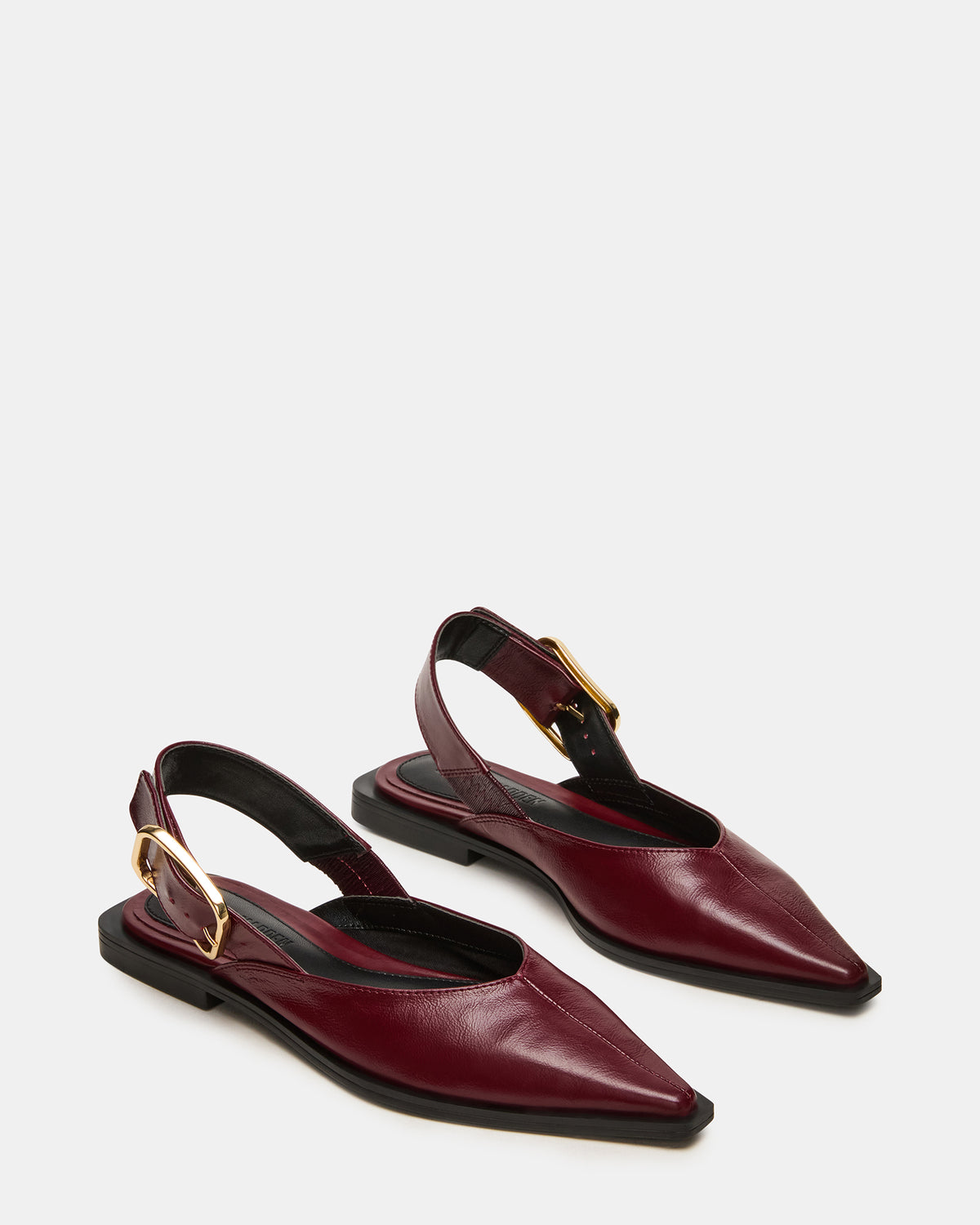 SHAY Burgundy Leather Pointed-Toe Slingback Ballet Women's Flat | Steve Madden