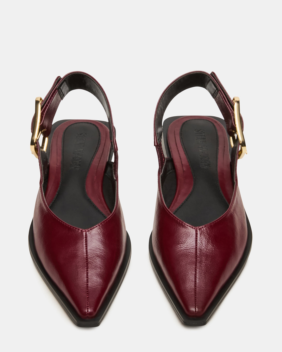 SHAY Burgundy Leather Pointed-Toe Slingback Ballet Women's Flat | Steve Madden