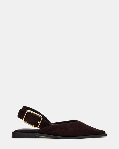 SHAY Brown Suede Pointed-Toe Slingback Ballet Women's Flat | Steve Madden