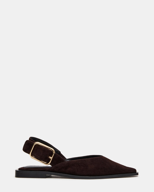 SHAY Brown Suede Pointed-Toe Slingback Ballet Women's Flat | Steve Madden