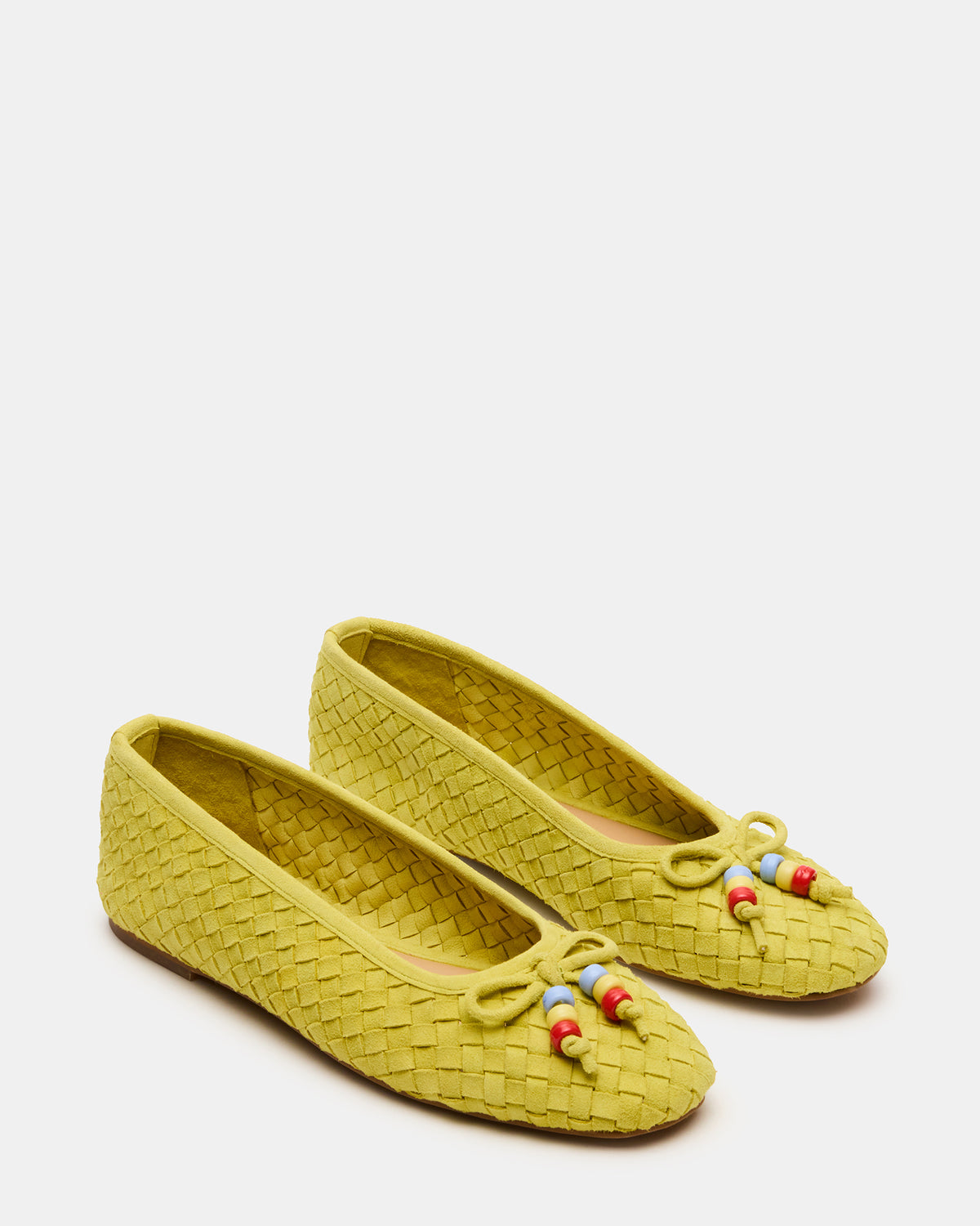 DIVY Lime Leather Woven Bow Ballet Round-Toe Women's Flat | Steve Madden