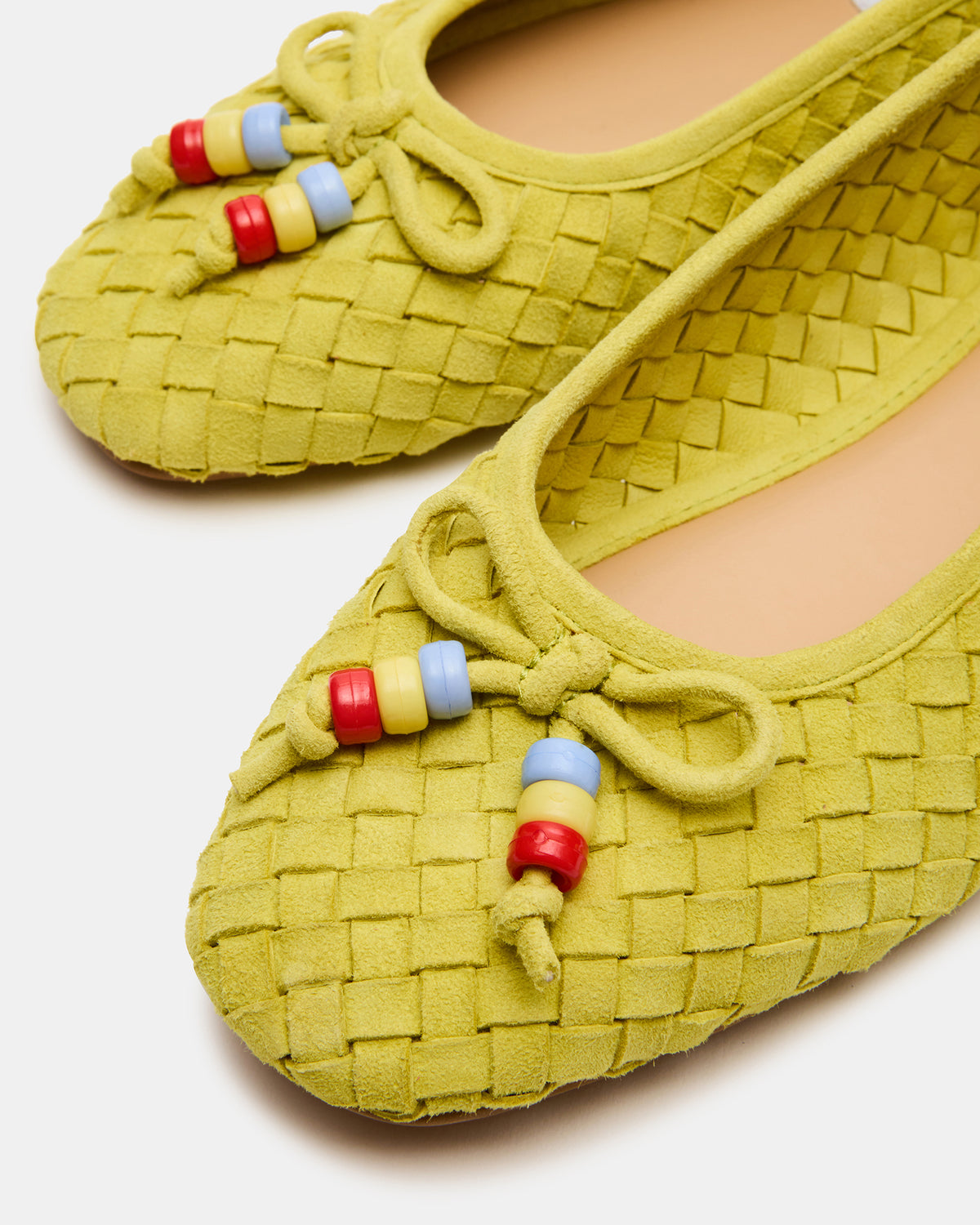 DIVY Lime Leather Woven Bow Ballet Round-Toe Women's Flat | Steve Madden
