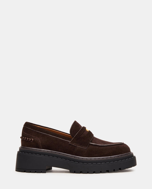 RAFTUS Brown Suede Platform Lug Women's Loafer | Steve Madden