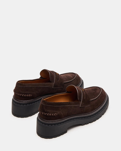 RAFTUS Brown Suede Platform Lug Women's Loafer | Steve Madden