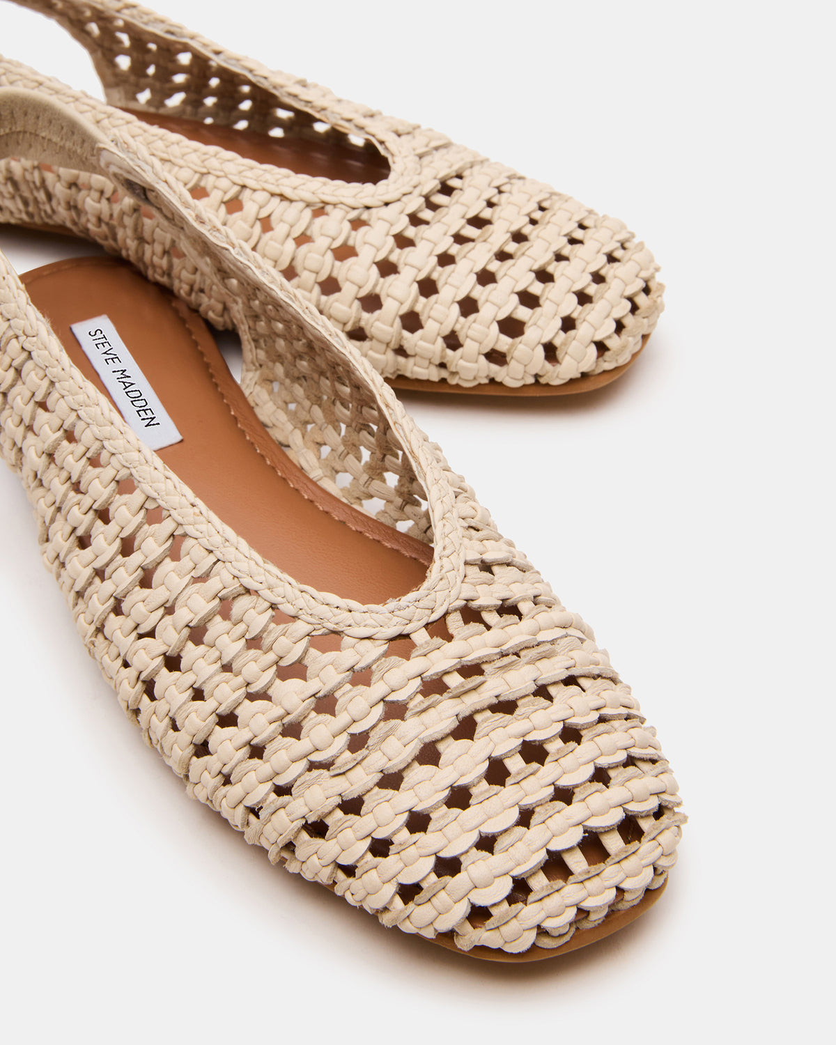 RUMI Bone Leather Woven Slingback Round-Toe Women's Flat | Steve Madden