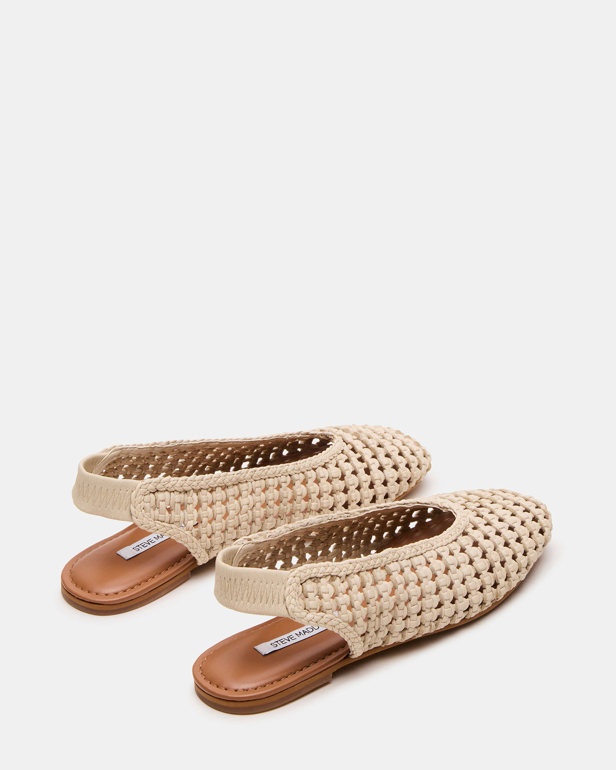 RUMI Bone Leather Woven Slingback Round-Toe Women's Flat | Steve Madden