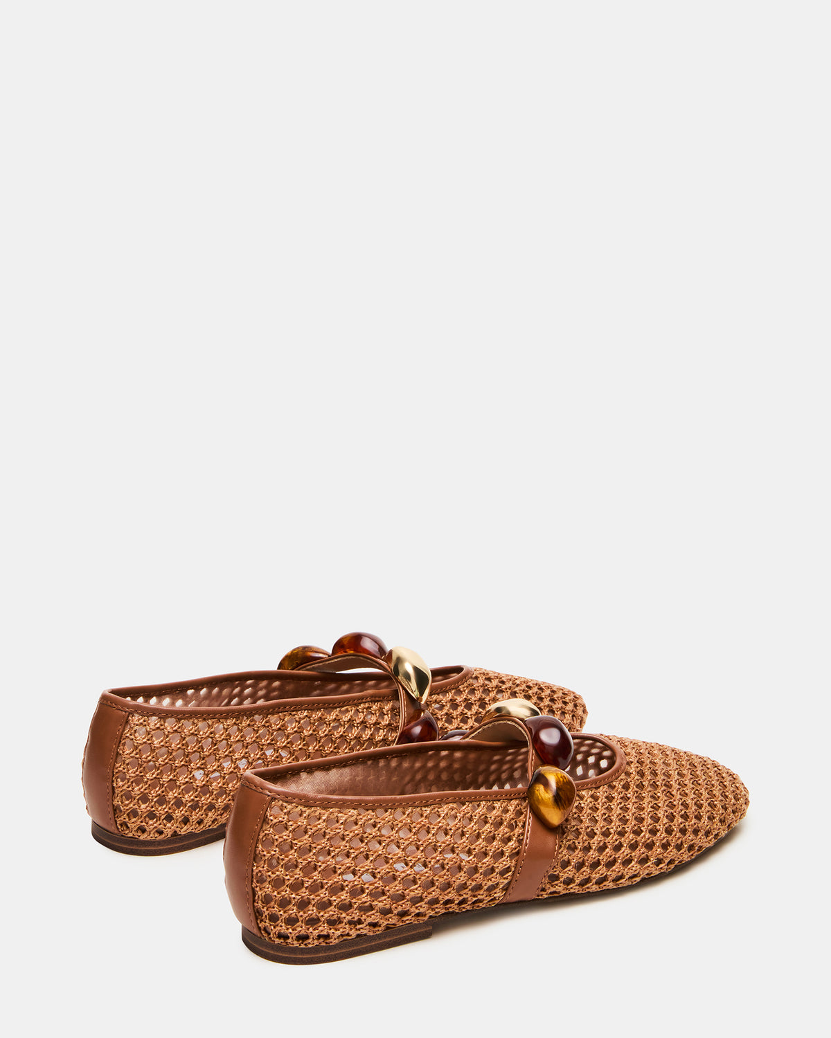 POPPIN Brown Raffia Mary Jane Ballet Women's Flat | Steve Madden