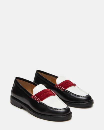 MADISON Black/Red Women's Penny Loafer | Steve Madden