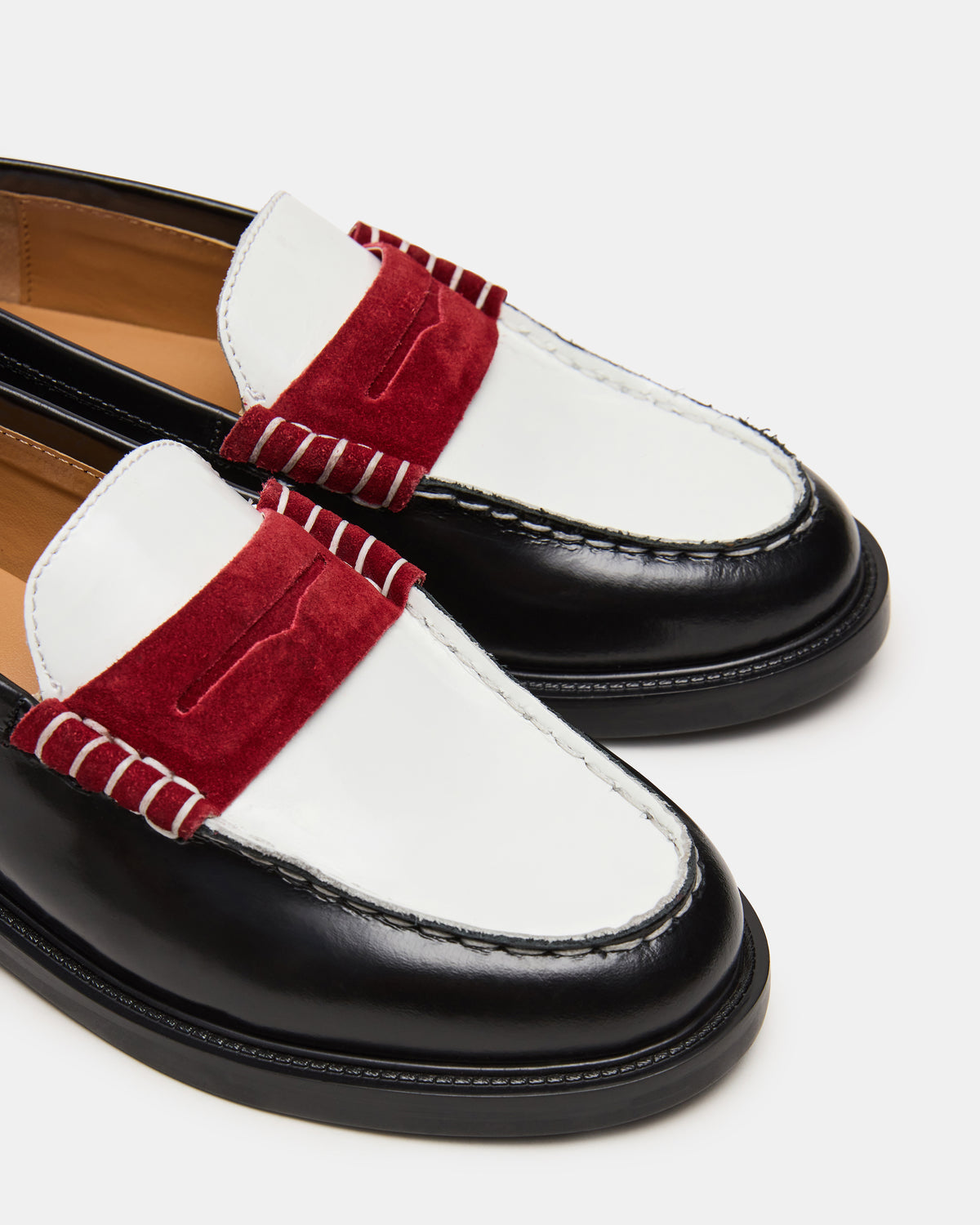 MADISON Black/Red Women's Penny Loafer | Steve Madden