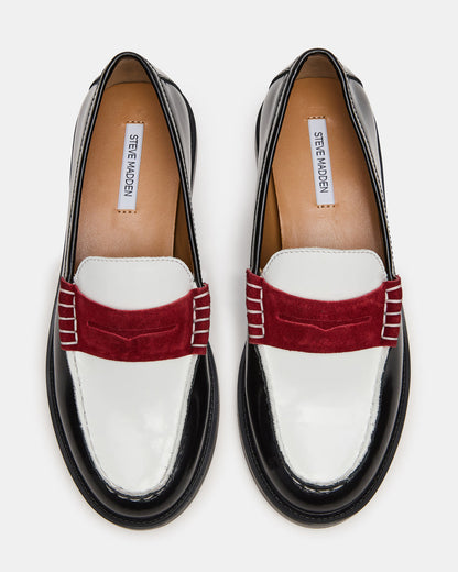 MADISON Black/Red Women's Penny Loafer | Steve Madden