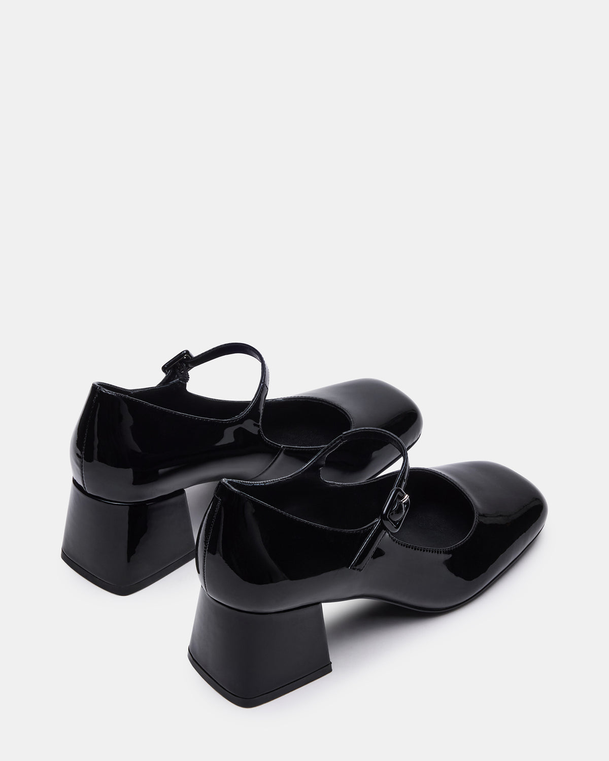 DARCEY Black Patent Square-Toe Mary Jane Block Heel Women's Loafer | Steve Madden